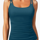 Women Tankini Swim Top Only - Tummy Control Swimsuit Bathing Suit Top M