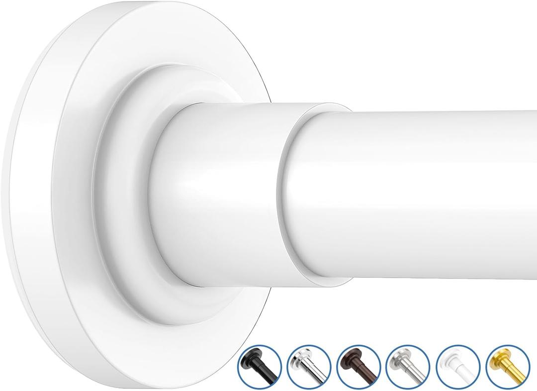 Shower Curtain Rod Adjustable 32-47 Inch, Spring Tension Shower Rods Stainless Steel Telescoping Curtain Rod for Bathroom, No Drilling, No Slip, No Rust, White