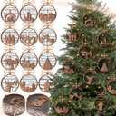 24 Pack Wooden Nativity Scene Ornaments - Christmas Gifts with Religious Catholic Themes, Jesus Ornaments for Tree