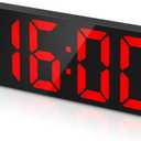 KeeKit Digital Alarm Clock, LED Display, Temperature, Time, Snooze, Voice Control, 3 Alarm Settings, Adjustable Brightness, 6.5Inch, Black