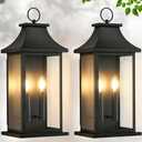 Large Outdoor Wall Lights Outdoor Lighting, Exterior Lighting Fixtures Wall Mount, Wall Sconce Light Outdoor Lanterns for Porch, Black 22 inch 2-Light, 2-Pack