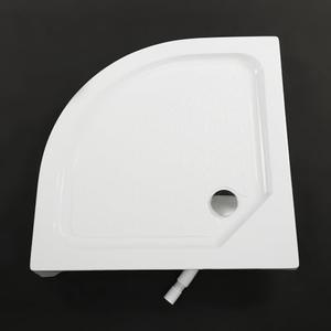 Conner Shower Base, 33"L x 33"W x 4"H, Conner Drain Single Threshold Shower Pan for Embedded/Surface Installation, Anti-slip Texture, Fan Shape(White)