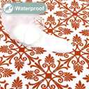misaya Rectangle Vinyl Table Cloth, Elastic Fitted Flannel Backed Tablecloth, 100% Waterproof Plastic Table Cover Fits 6 Foot Folding Tables for Picnic, Camping, Outdoor (Rusty, 30" x 72")
