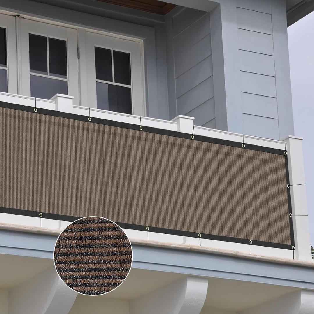 ZGR HOME&GARDEN 3' x 16' Privacy Fence Screen Heavy Duty Windscreen Cover Shade Net Cloth Fencing Fabric Mesh Tarp with Brass Grommets and Cable Zip Ties, 160 GSM 90% UV Blockage, Brown