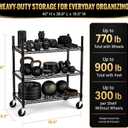 3 Tier Metal Shelving Unit with Wheels, Heavy Duty Garage Storage Shelves