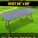 2 x Smiry Rectangle Table Cloth Cover, Waterproof Elastic Fitted Picnic Tablecloth for 5 Foot Tables, Wipeable Flannel Backed Vinyl Tablecloths for Camping, Dining, Outdoor (Navy, 30" x 60")