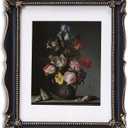 11x14 Vintage Picture Frame with Embossed Flower Design, Black Ornate Frame for 11x14 or 8x10 Pictures with White Mat, Home Decor (Black, 8x10)