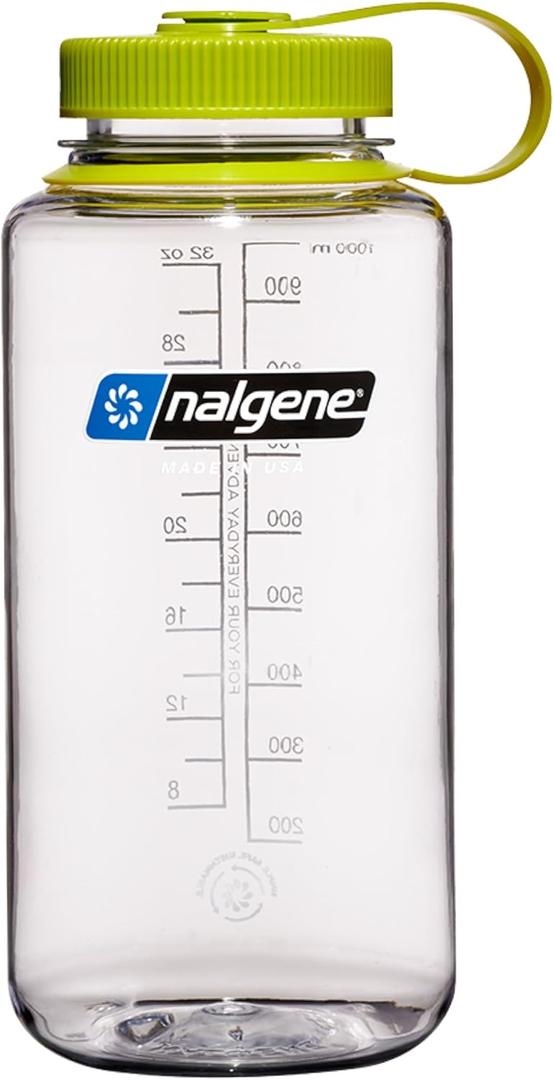 Nalgene Sustain Tritan BPA-Free Water Bottle Made with Material Derived From 50% Plastic Waste (using ISCC certified mass balance), 32 OZ, Wide Mouth (Clear)