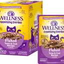 Wellness Appetizing Entrées Flaked Adult Wet Cat Food, Natural, Protein Rich, Grain Free, Tuna and Cod Recipe, 1.4 oz, Pack of 8 Pouches, BB: 22 Mar 2027