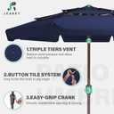 JEAREY 3 Tiers 9 FT Patio Umbrellas Outdoor Table Umbrella with Push Button Market Umbrella 8 Sturdy Ribs UV Protection Waterproof for Garden,Navy