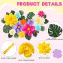 Watersay 42 Pcs Tissue Paper Flowers Faux Palm Leaves Set 12 Pcs 20''/10'' Colorful Giant Paper Flowers and 30 Pcs Tropical Leaves for Summer Hawaiian Luau Mexican Fiesta Birthday (Bright Colors)