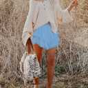 MIFOCAL Flowy Shorts for Women Casual Boho Ruffle Tiered Skorts High Waist Mini Skirts Golf Tennis Crochet Shorts (Blue, M)