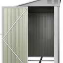 4 x 10 FT Metal Outdoor Storage Shed with 2 Windows, Lean to Storage Sheds w/Lockable Door, Foundation & Air Vents, All Weather Waterproof Garden Tool House for Backyard, Patio, Lawn, Gray