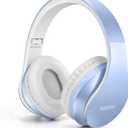 TUINYO Wireless Headphones Over Ear, Bluetooth Headphones with Microphone, Foldable Stereo Wireless Headset-Light Blue