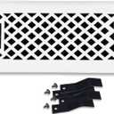 4" x 12" Lattice Design Steel Floor Register in Glacier White Finish with mounting Clips- for Floor or Side Wall- Decorative Air Vent Covers- Floor Register 4 x 12