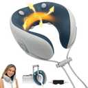 Medicane Neck Travel Pillow with Massage, Neck Pillows with Heat & Gentle Vibration Massage with Ergonomic Foam, Perfect for Airplane, Car, Office, Home, Pain Relief,Sleeping,Traveling,Long Flight (Blue)