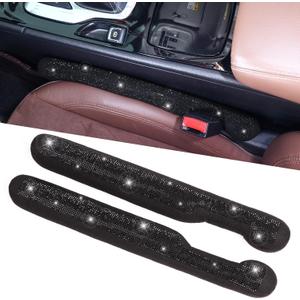 Car Seat Gap Filler Black, Bling Car Accessories for Women Universal Fit for Car Truck SUV, 2 Pack Handmade Crystal Rhinestone Diamond Seat Gap Blocker Stop Things from Dropping(Black)
