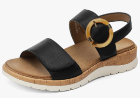 UBFEN Womens Flat Sandals Arch Support Open Toe Walking Comfy Casual Low Wedge Summer Shoes, 37