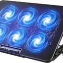 LIANGSTAR Laptop Cooling Pad, Laptop Cooler with 6 Quiet Fans for 12-17 Inch Notebook Gaming Fan Stable Stand, 7 Height & Wind Speed Adjustable, 2 USB Port & Phone Holder (Black)