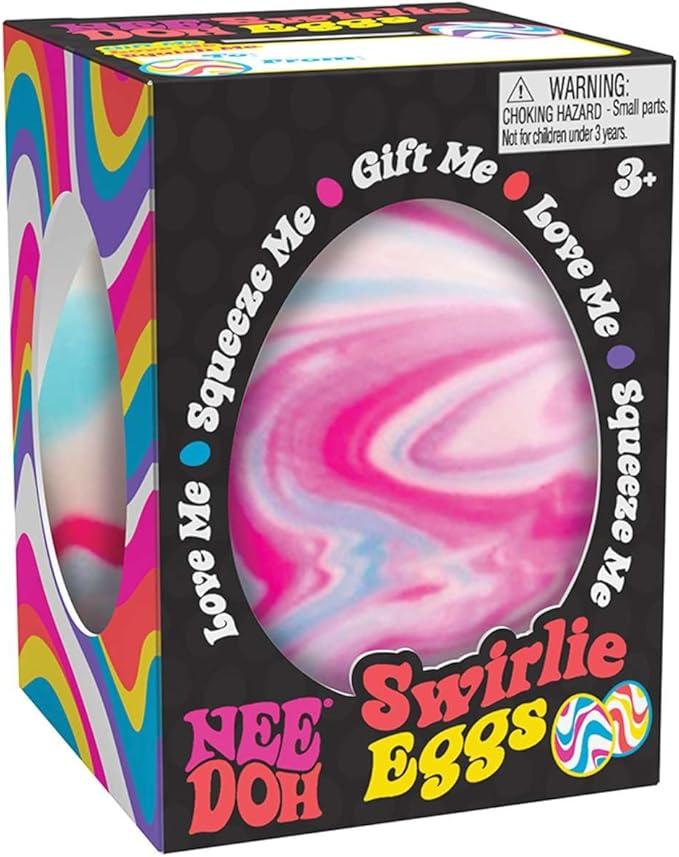 Schylling NeeDoh Swirlie Egg - Sensory Squeeze Toy - Satisfying Dough Filling - 2.5" Tall - Color May Vary (Pack of 1)