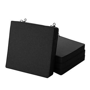 Fitfree Outdoor Chair Cushions, Water-Resistant & Fade-Resistant, Patio Furniture Seat Replacement Chair Pads with Ties Zipper, Removable Cover, Non-Slip Bottom, Set of 4, 17 x 16 Inch, Black