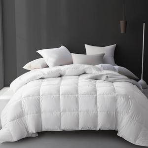 Hotel Grand Luxury White Goose Feather Down Fiber Comforter King Size, 100% Cotton Ultra Soft Duvet Insert King, Hotel Hypoallergenic Extra Warmth Bedding Comforter, White 106x90 Inch