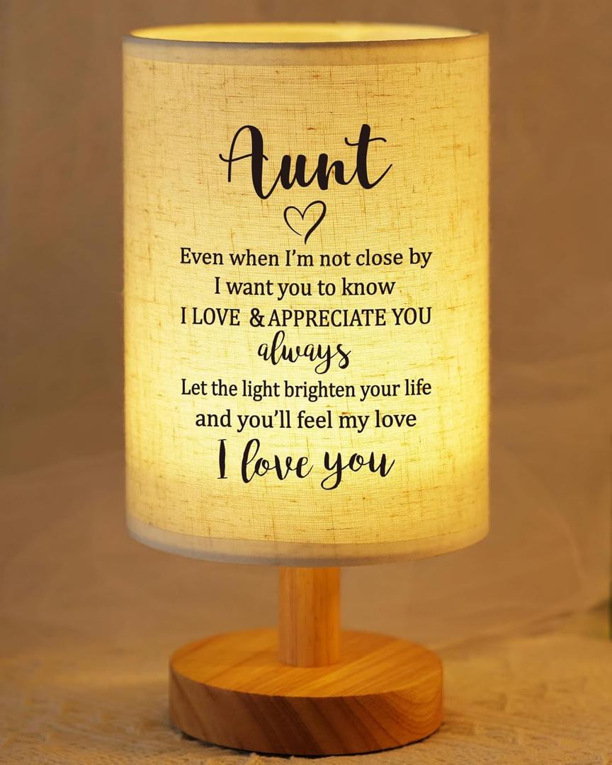 Best Aunt Gifts from Niece Nephew, to My Aunt Fabric Bedside Table Lamp Presents, Birthday Christmas Mothers Day Valentines Gifts for Aunt Auntie