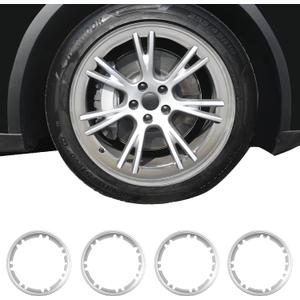 Wheel Rim Protector for Tesla Model Y Gemini 19 inch Apollo Wheels 2020-2024 Model Y Accessories All-in-one Car Tire Trim Rings Rim Case Hubcaps Wheel Cover (Sliver, 19'' Model Y-4pcs)
