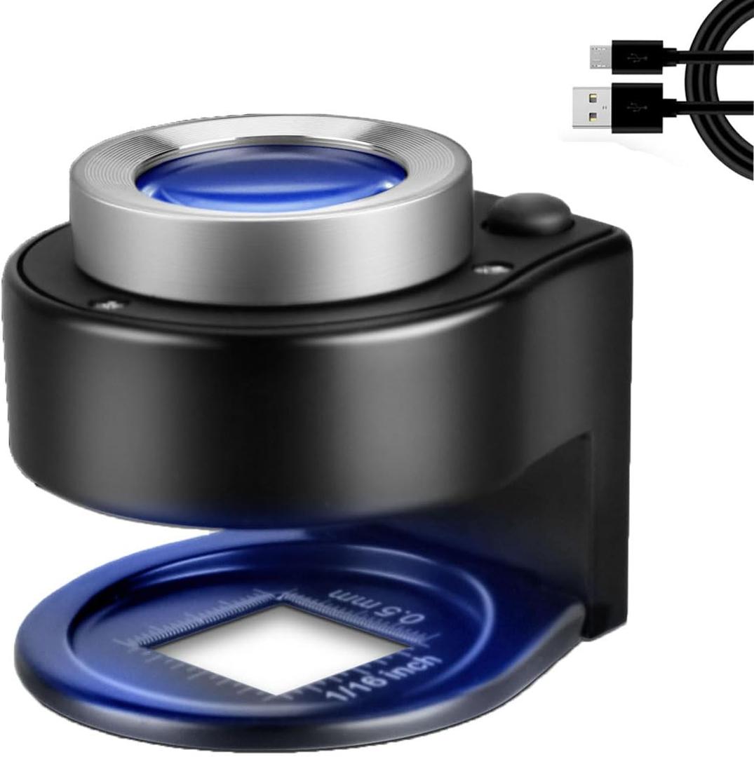 30X Coin Magnifier, USB Rechargeable Loupe Magnifier with 6 Lights, Portable Metal Jewelers Tool for Coins, Jewelry, Stamps & Currency Inspection