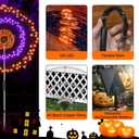 4 Pack Solar Halloween Firework Lights Outdoor Waterproof, 8 Modes Orange & Purple Black Spooky Solar Garden Lights with Timer Remote for Outside Yard Patio Pathway Lawn Halloween Decor