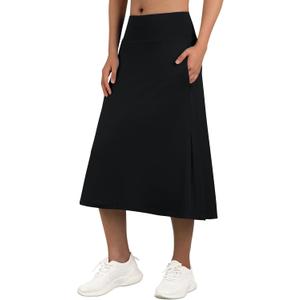 ANIVIVO Women's Midi Length Skorts Skirts with Pockets Modest Skirts 28" Long Knee Length Athletic Skorts (Medium)