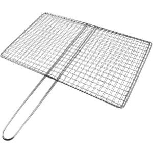 Happyyami Stainless Steel Fish Grill Basket with Handle for Outdoor Camping Bbq Portable Vegetable and Meat Grilling Rack for Patio and Picnic Use Foldable Grill Mesh 17X15 Inches