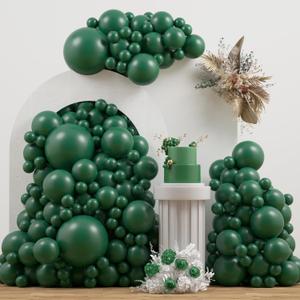 Emerald Green Double Stuffed balloons Different Size 115Pcs 5/10/12/18 Inch Dark Green Balloons Balloon Garland Arch kit for Birthday Baby Shower Jungle Safari Christmas Party
