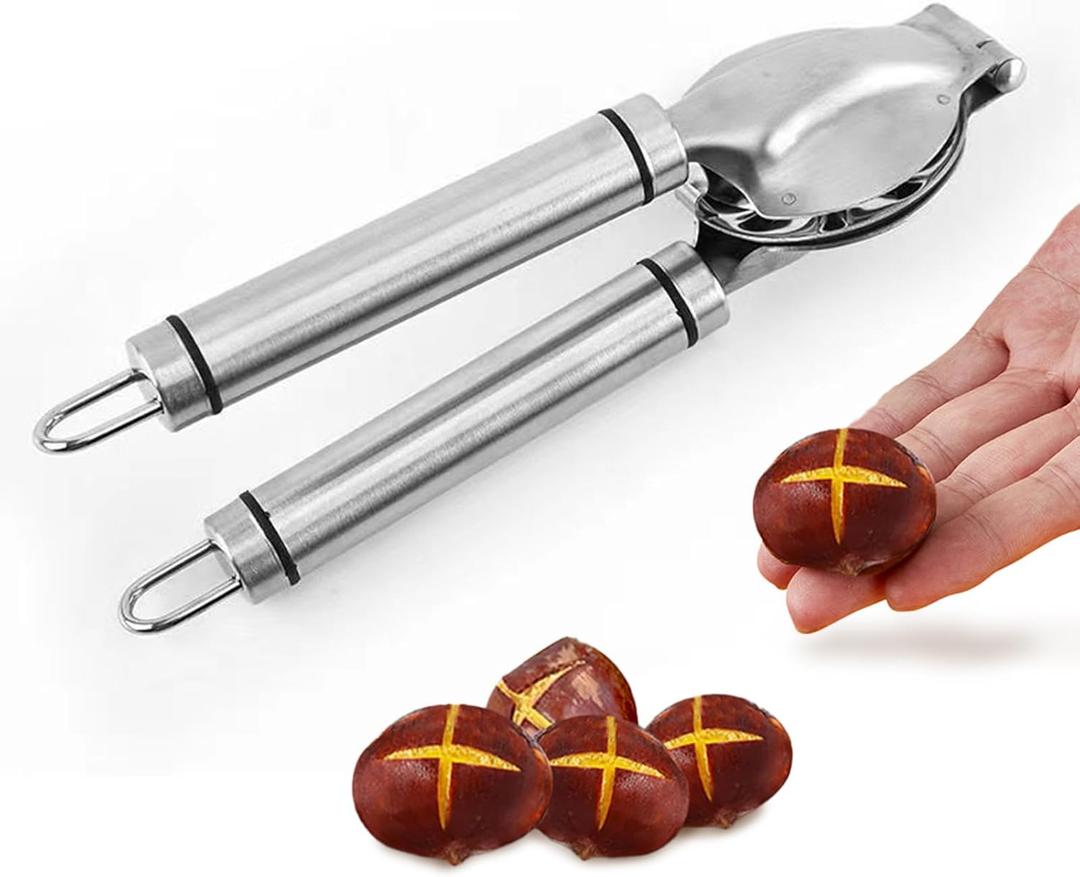 Chestnut Cutter, 304 Stainless Steel Chestnut Peeler Tool, Portable Multifunctional Metal Nut Cracker Nutcracker, Walnut and Chestnut Opener for Chestnuts, Pecans, Walnuts and Nuts