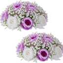 NUPTIO Babys Breath Artificial Flowers: 2 Pcs 9.4 inch Diameter Lilac Fake Rose Ball Arrangement Bouquet Centerpiece for Wedding Tables Event Party Decor
