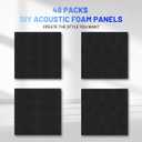 Focusound 48 Pack Sound Proof Foam Panels, 1" x 12" x 12" Acoustic Foam Panels for Wall High Density Soundproofing Wedge Panels for Studio Office Game Room