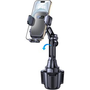 Coolpow Cup Holder Phone Holder for Car Phone Holder Cup Holder Phone MountUltra Stable & Never Shake Phone Holders for Your Car Cupholder Cell Phone Car Mount for iPhone Samsung All Smartphones (Black)