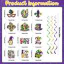 20Pcs Mardi Gras Decorations, Happy Mardi Gras Banner Hanging Swirls and Honeycomb Centerpieces New Orleans Carnival Masquerade Party Decorations for Fat Tuesday Decor