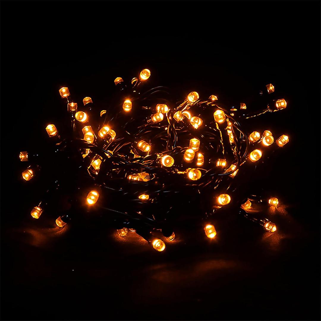 Orange Halloween String Lights - 100 LED Orange String Lights Plug in for Tree, Crafts, Party, Indoor/Outdoor Halloween Decorations, 8 Feet Blackish Green Wire, 8 Modes & Memory Function, Connectable