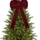 13" Dark Red Bow Pre-Tied Bow for Christmas Tree, Burgundy Velvet Ribbon Bows for Wreaths, Premade Tree Toppers Bows for Gift Wrapping, Party Favor, Christmas Home Indoor Outdoor Decor-1 PCs