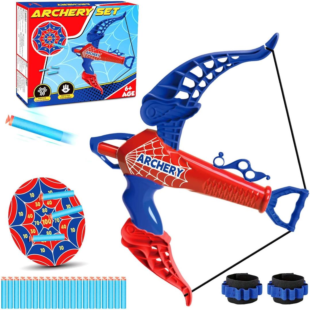 Britik Bow and Arrow for Kids Toys: Spider Archery Set with Target 20 Suction Cup Arrows, Spider Toy Bow and Arrow for Kids 3-8 Shooting Toys for Age 5-7 Indoor Outdoor Toy Gift for Boys Age 3+