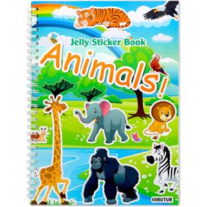 OIBUTUR Jelly Sticker Books for Toddlers 24 Years, Reusable Sticker Book for Kids 13, Toddler Easter Basket Stuffers＆Travel Essentials Animals Stickers for Kids Toddler Plane Activities (Animals)