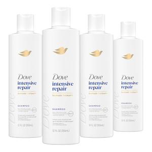 Dove Shampoo 4 count Intensive Repair for Damaged Hair with Bio-Protein Care Technology and Amino Serum 12 Fl Oz