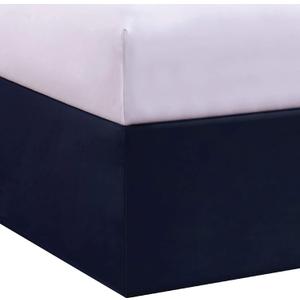 Luxury Hotel Tailored Bed Skirt, Box Pleats, 14 Inch Drop, California King, Navy