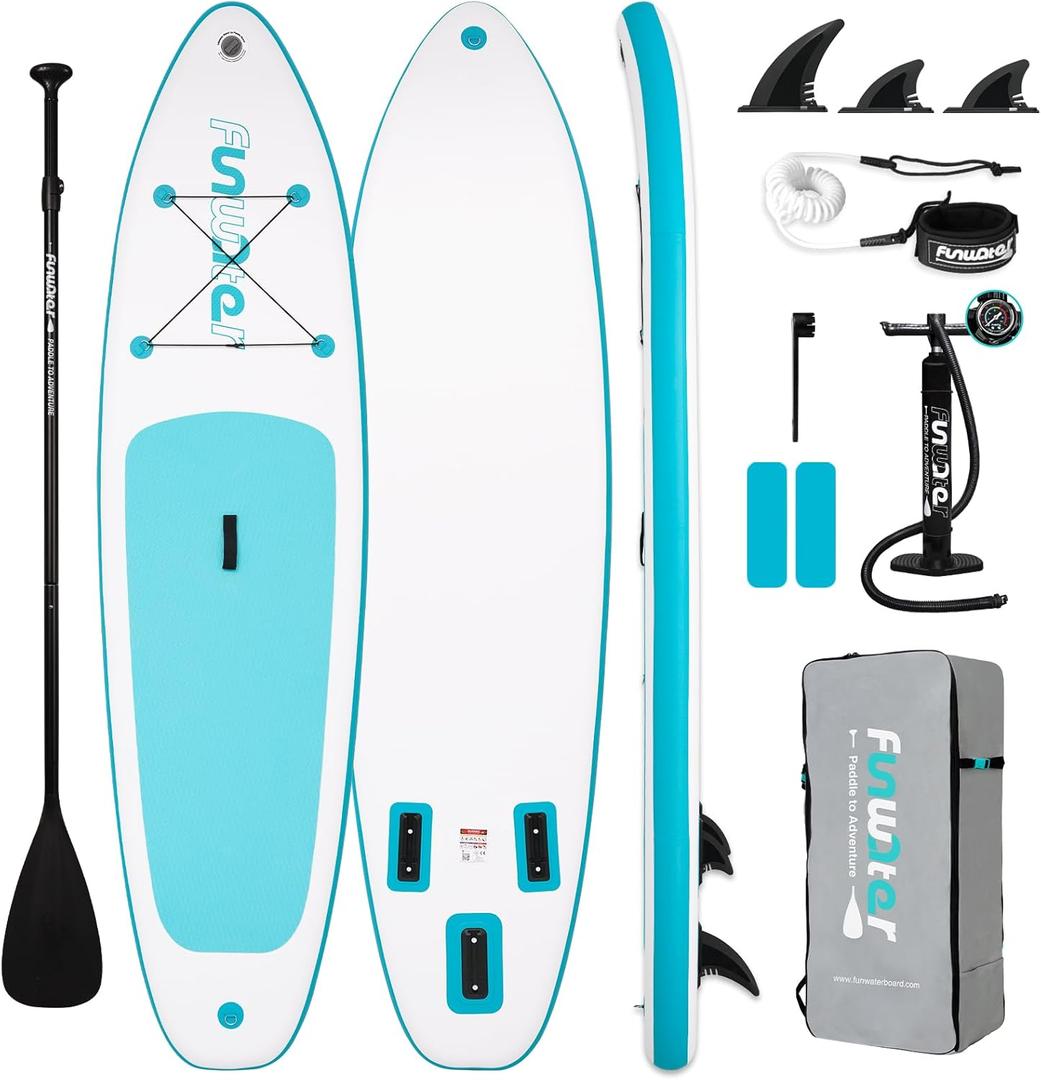 FunWater Inflatable Ultra-Light Stand Up Paddle Board for All Skill Levels with Premium SUP Paddleboard Accessories,Non-Slip Comfort Deck for Youth & Adults (Sky Blue)