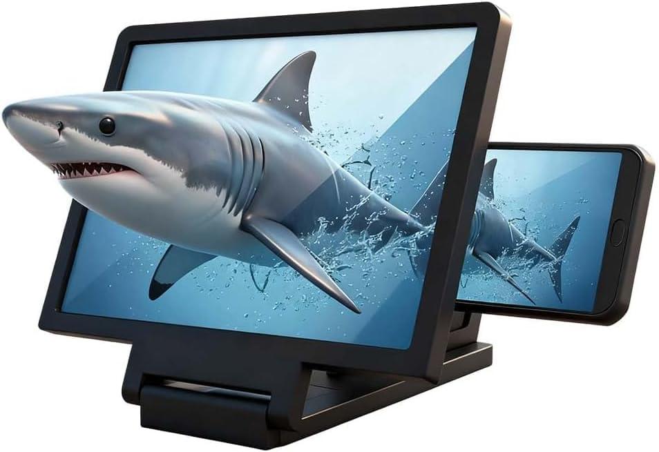 12" Big Screen Phone Magnifier, Upgraded HD Foldable Design Screen Magnifier Version for Movies, Gaming and Videos (Black,Horizontal)