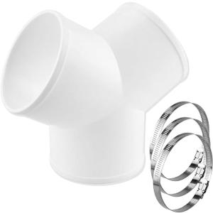 Duct Connector, 3 Way Duct Splitter for Exhaust Fan Dryer Vent Hose, 4 Inch Dia Come with 3 PCS Hose Clamps (4 Inch)