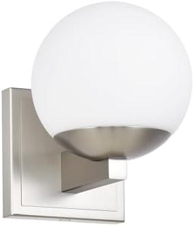 Ntsunxeko Brshed Nickel Wall Sconce Light, Modern Sconces Wall Lighting, 1 Light Globe Bathroom Vanity Lighting with Opal Glass Shade, Wall Light for Bedroom Bathroom Living Room Entryway Hallway