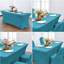 CWK 6FT Waterproof Stretch Spandex Table Cover for Rectangular Tables - Elastic Fitted Tablecloth for Folding Tables,Wrinkle Resistant Table Cloth for Parties, Weddings, Banquets & Events (Teal)