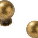 khtmeware 10 Pack 1 Inch Vintage Antique Brass Cabinet Knobs Aged Brass Small Ball Kitchen Cabinet Hardware Drawer Knobs Pulls for Drawers.